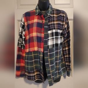 Pacsun Unisex Patchwork Flannel Shirt Size S